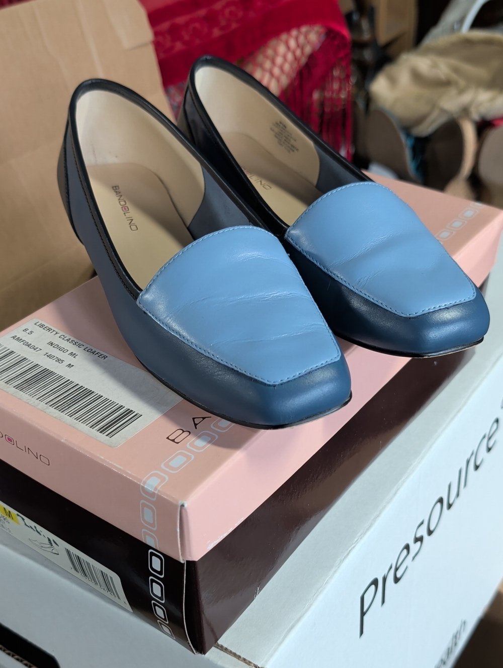 Bandolino Liberty Tri-Tone Navy and Light Blue Leather Loafers